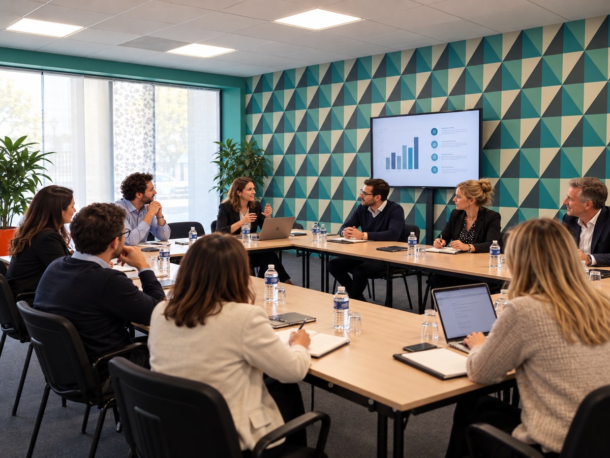 La salle de réunion, autour de la table
